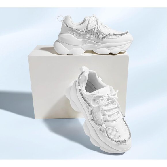Women's 90s Chunky Sneakers Rope Platform Casual Thick Rave Walking Shoes White - Picture 5 of 9